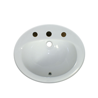 Pelican PL-1011 Porcelain Self-Rimming Bathroom Sink 20 1/2'' x 18'' w/ 8 Inch Spread - White